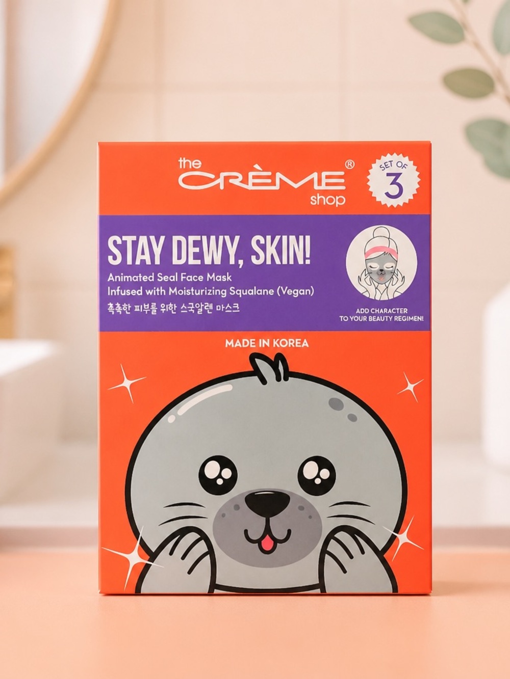 NIB The Creme’ Shop Stay Dewey, Skin! Face Masks Seal Design - 3 Masks per Box